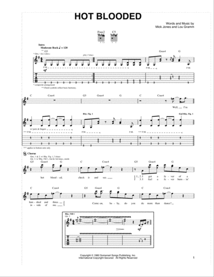 Hot Blooded Electric Guitar scores gallery preview page 1
