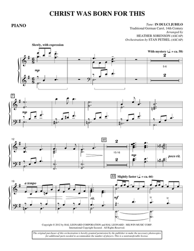 Christ Was Born For This - Piano