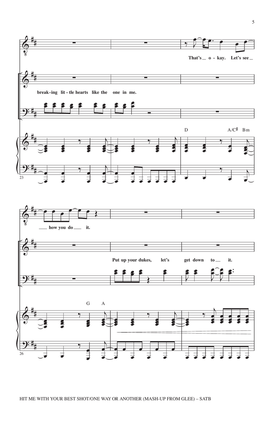 Hit Me With Your Best Shot / One Way Or Another 4-Part scores gallery preview page 4