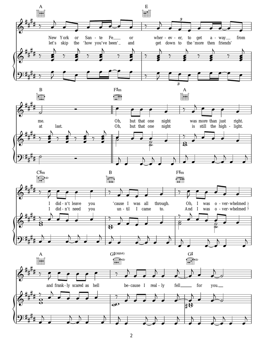 Drive By Drive By Piano, Vocal, Guitar scores gallery preview page 2