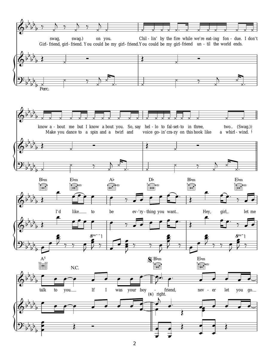 Boyfriend Boyfriend Piano, Vocal, Guitar scores gallery preview page 2