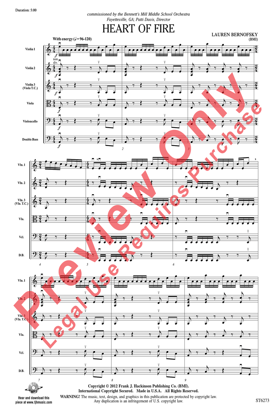 Heart of Fire Heart of Fire String Orchestra scores gallery preview page 3
