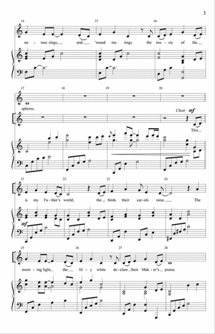 This Is My Father's World Unison Choir scores gallery preview page 3