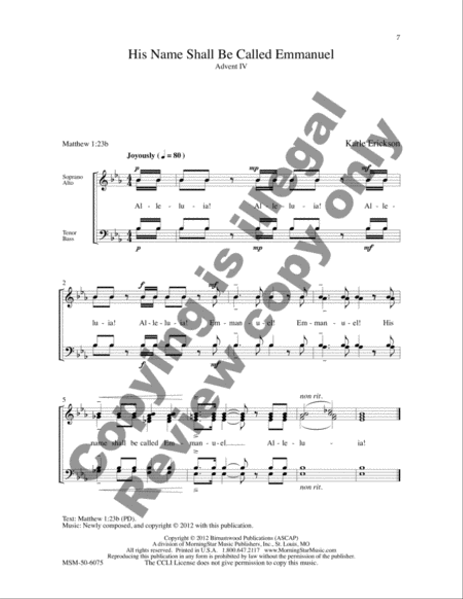 Choral Calls to Worship, Volume 4: Advent/Christmas/Epiphany Divisi scores gallery preview page 6