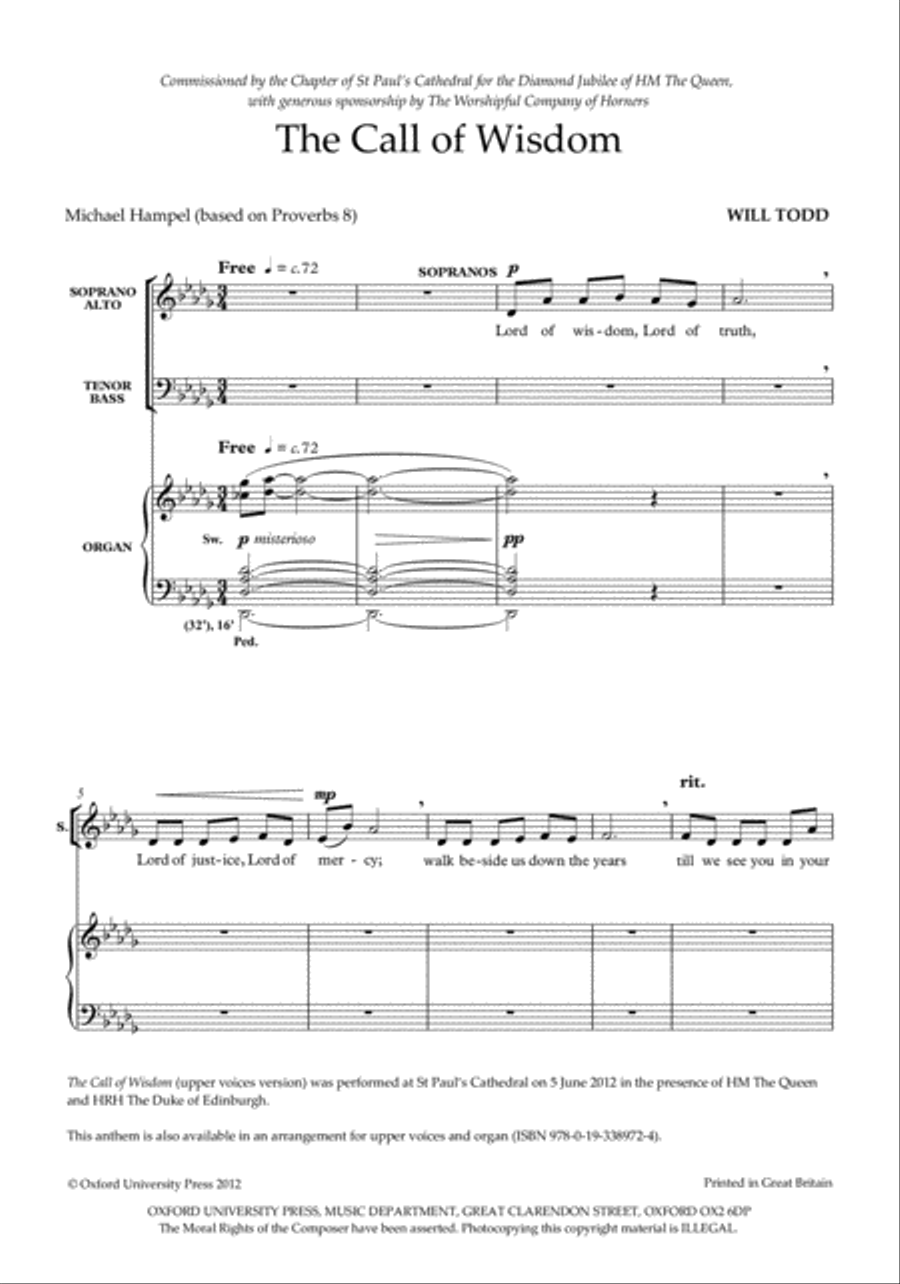 The Call of Wisdom The Call of Wisdom 4-Part scores gallery preview page 2