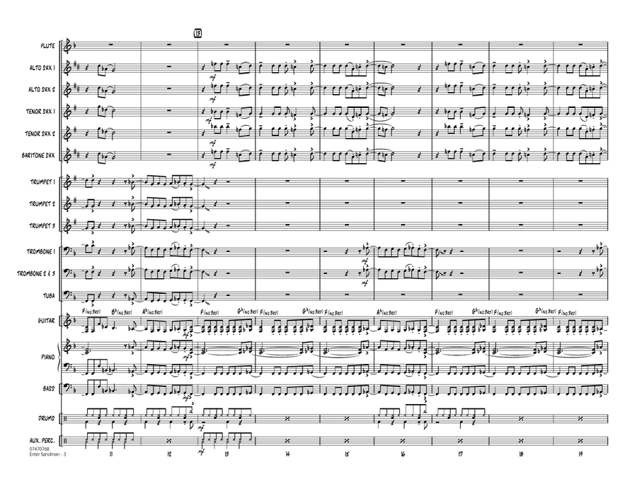 Enter Sandman - Full Score Jazz Ensemble scores gallery preview page 3
