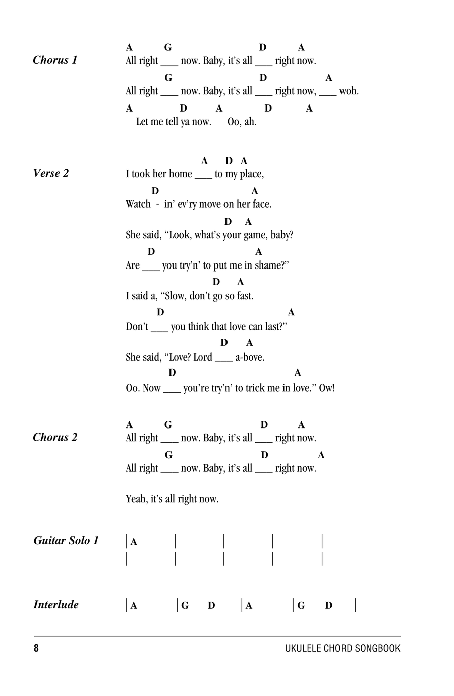 All Right Now All Right Now Ukulele scores gallery preview page 2