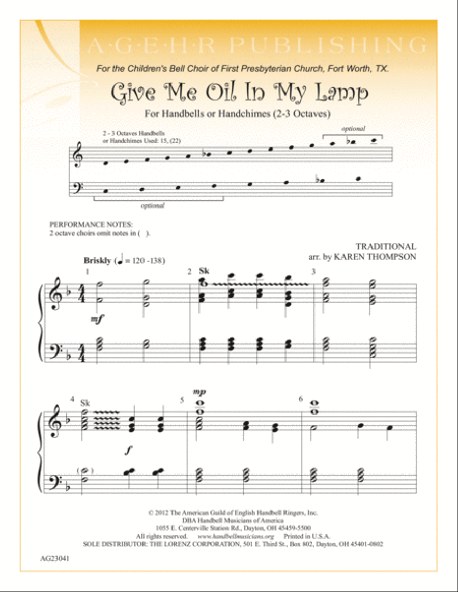 Give Me Oil In My Lamp Handbell scores gallery preview page 2