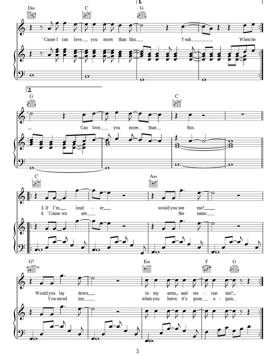 More Than This More Than This Piano, Vocal, Guitar scores gallery preview page 3