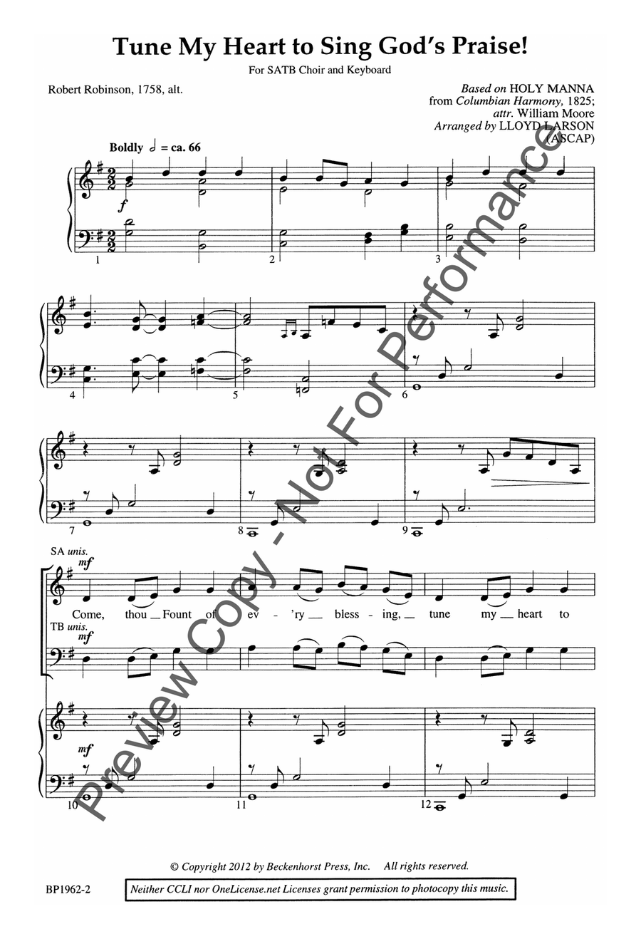 Tune My Heart to Sing God's Praise 4-Part scores gallery preview page 3
