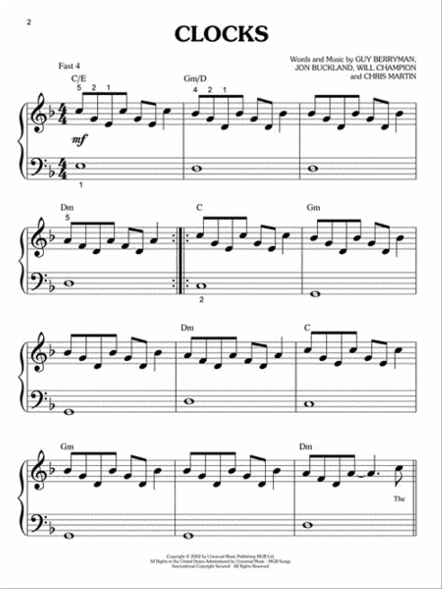Best of Coldplay for Big-Note Piano Easy Piano scores gallery preview page 3