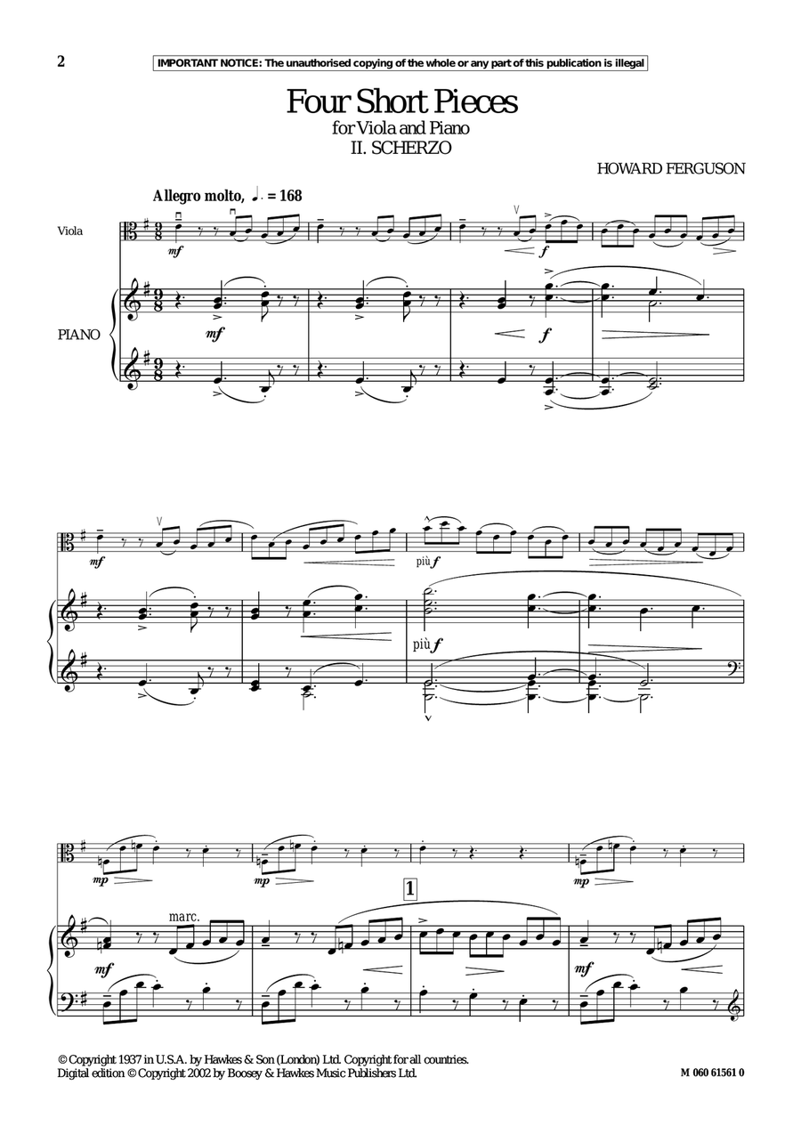 II. Scherzo (from Four Short Pieces) Viola scores gallery preview page 2