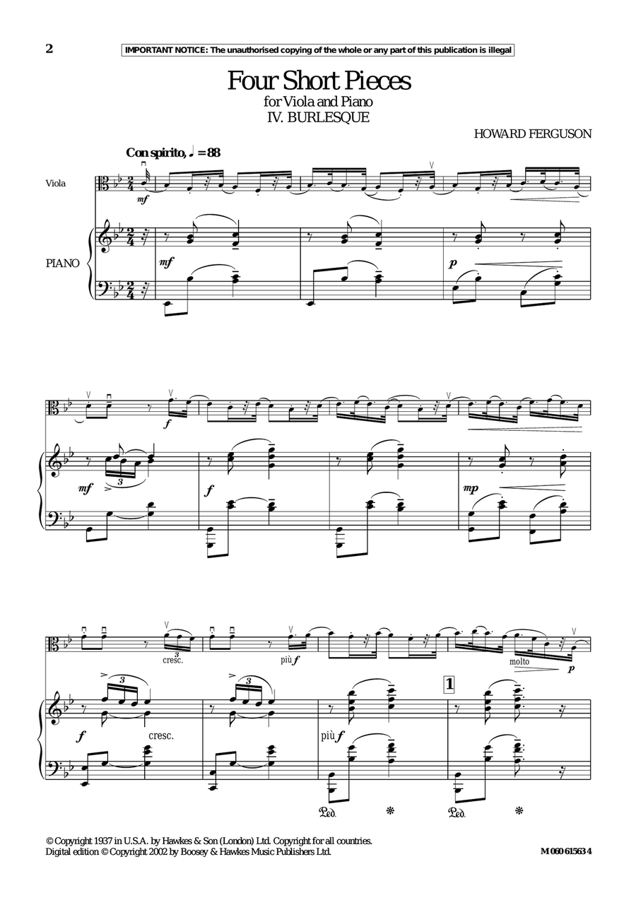 IV. Burlesque (from Four Short Pieces) Viola scores gallery preview page 2