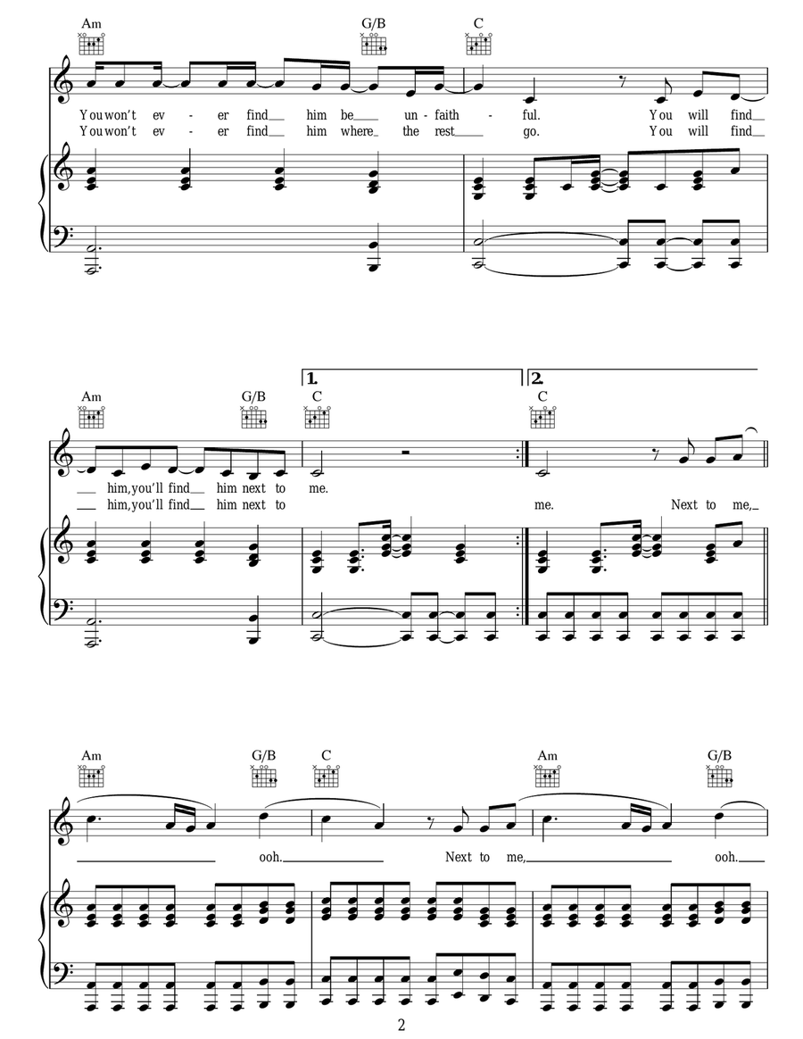 Next To Me Next To Me Piano, Vocal, Guitar scores gallery preview page 2