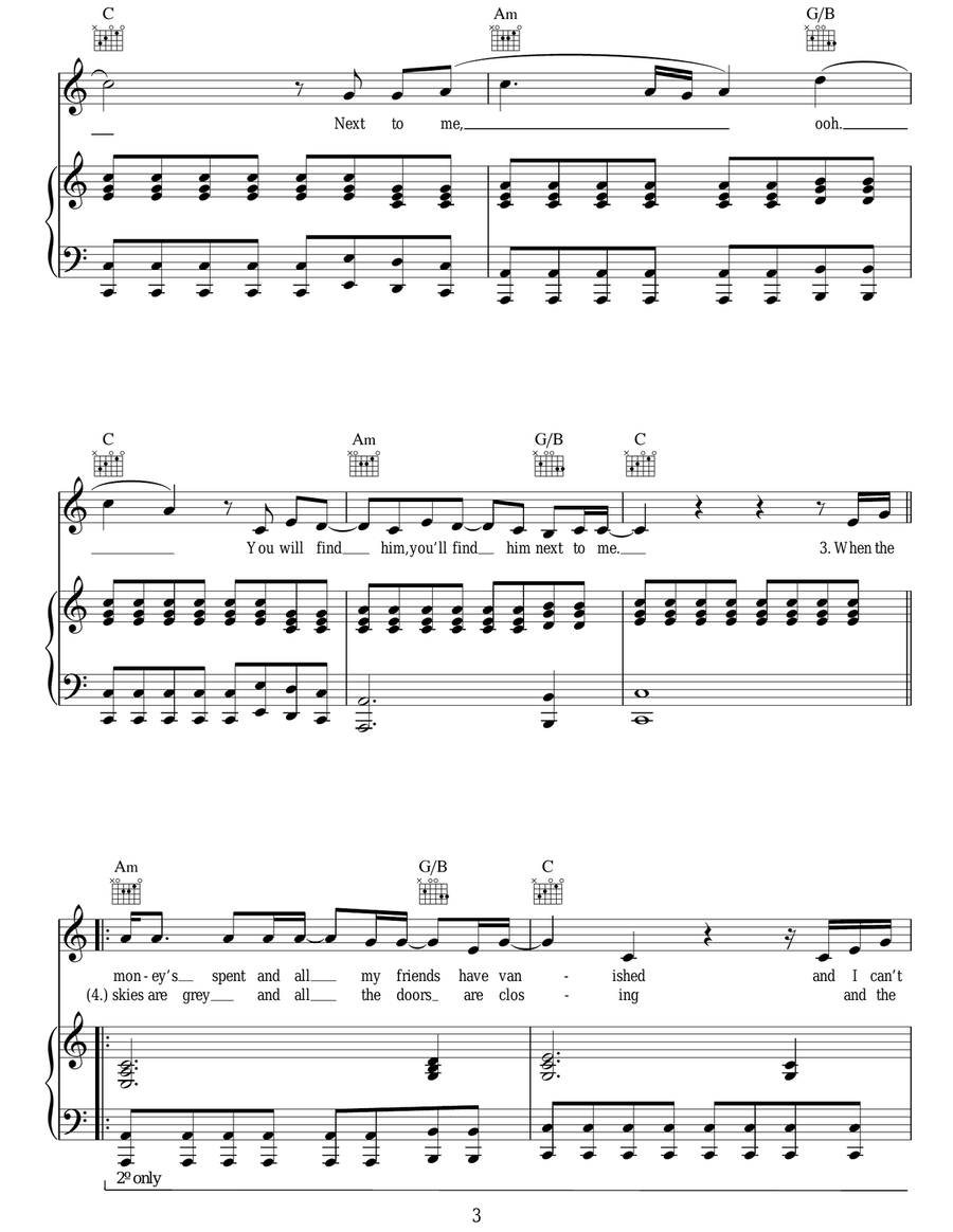 Next To Me Next To Me Piano, Vocal, Guitar scores gallery preview page 3