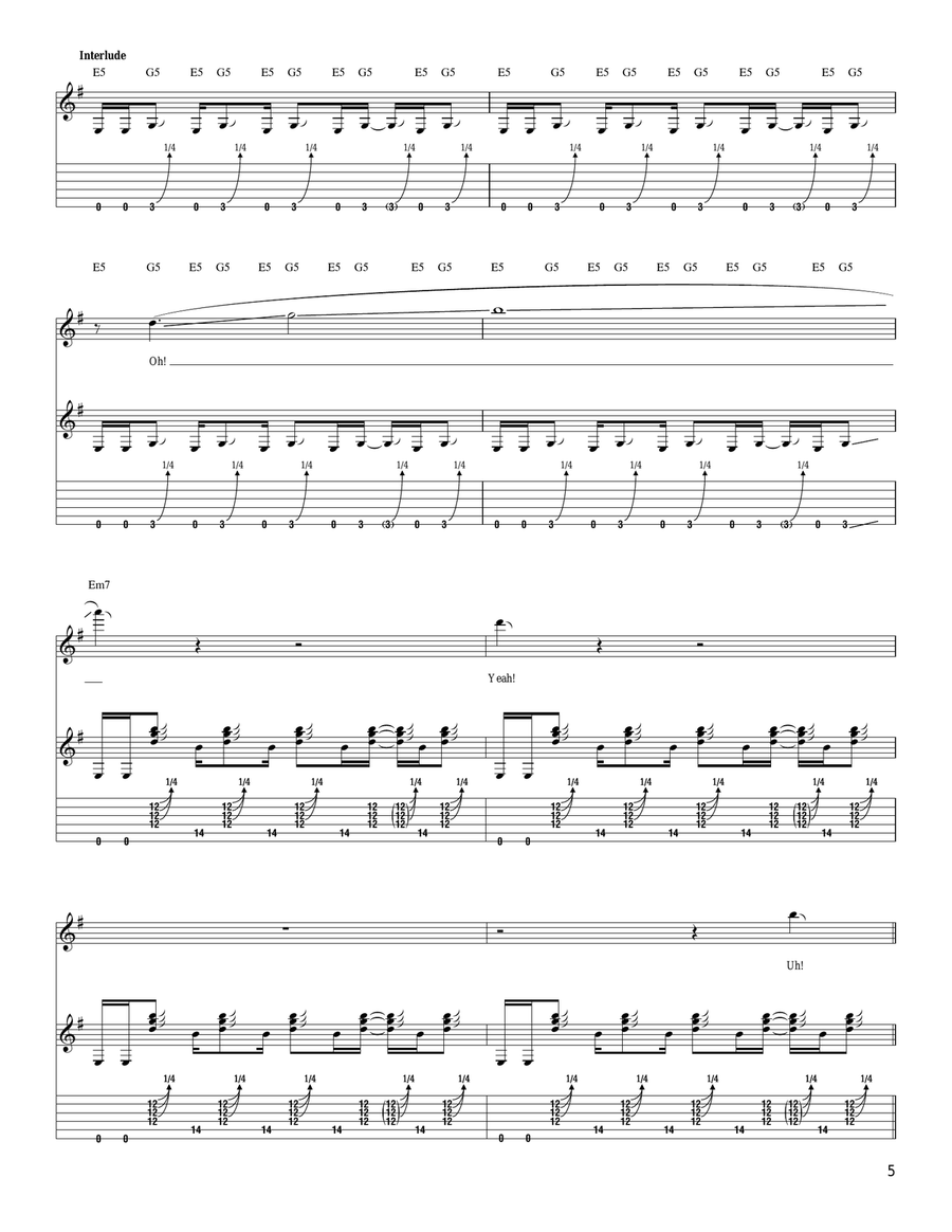 Oh Yeah Oh Yeah Acoustic Guitar scores gallery preview page 5