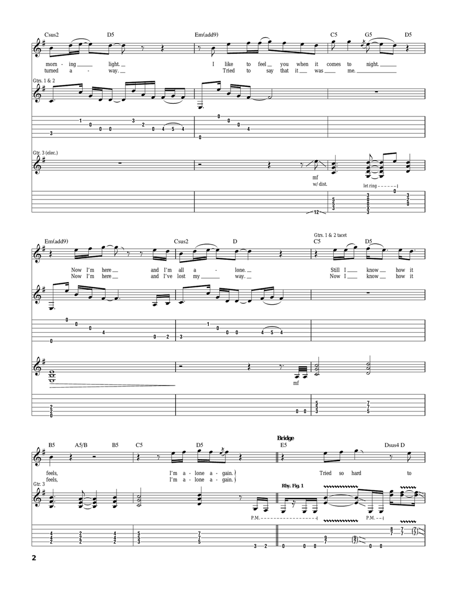 Alone Again Alone Again Acoustic Guitar scores gallery preview page 2