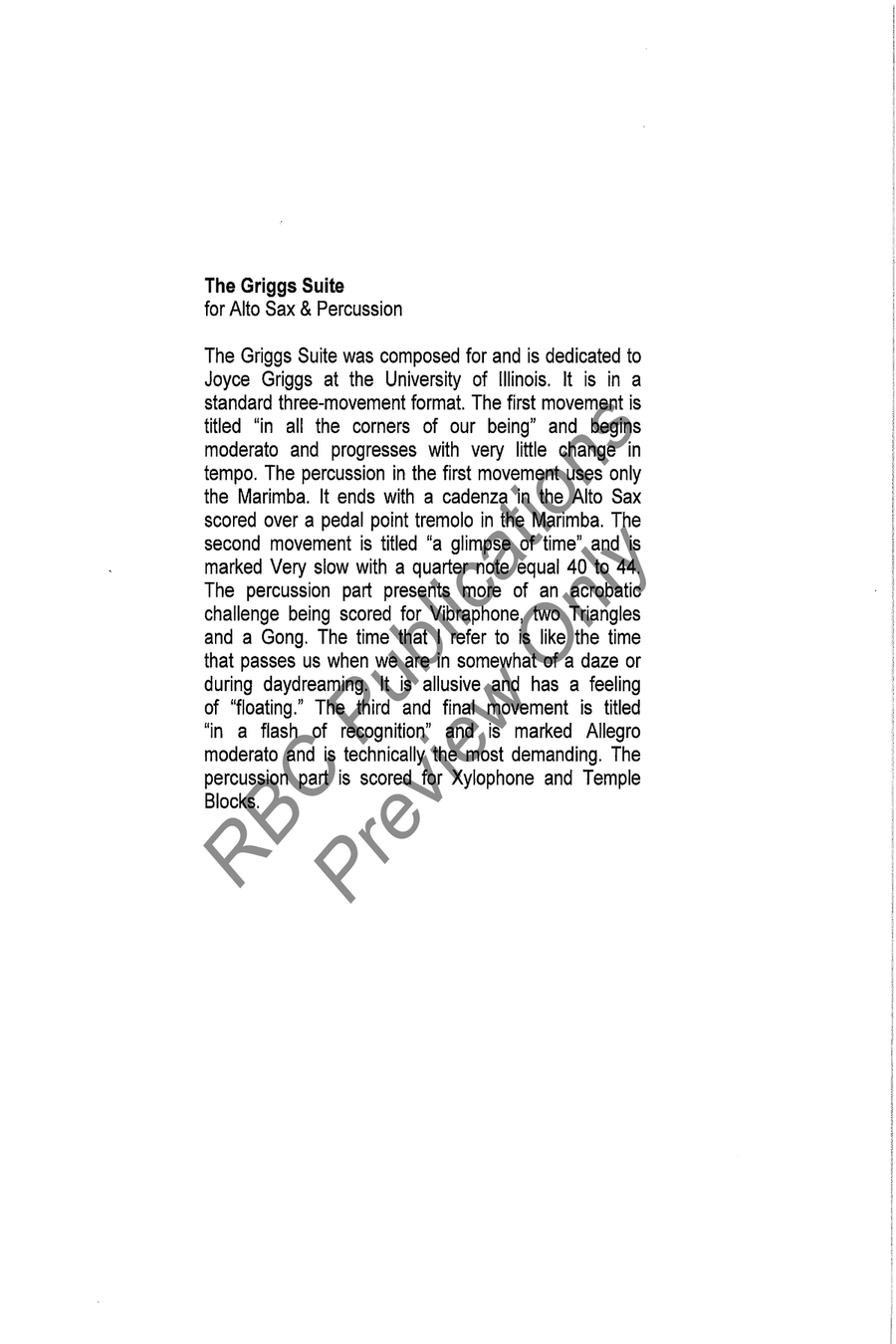 Griggs Suite Alto Sax And Percussion Alto Saxophone scores gallery preview page 3