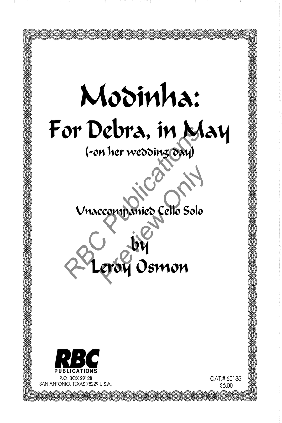 Modinha: For Debra In May Unaccompanied Cello Solo Cello Solo scores gallery preview page 2