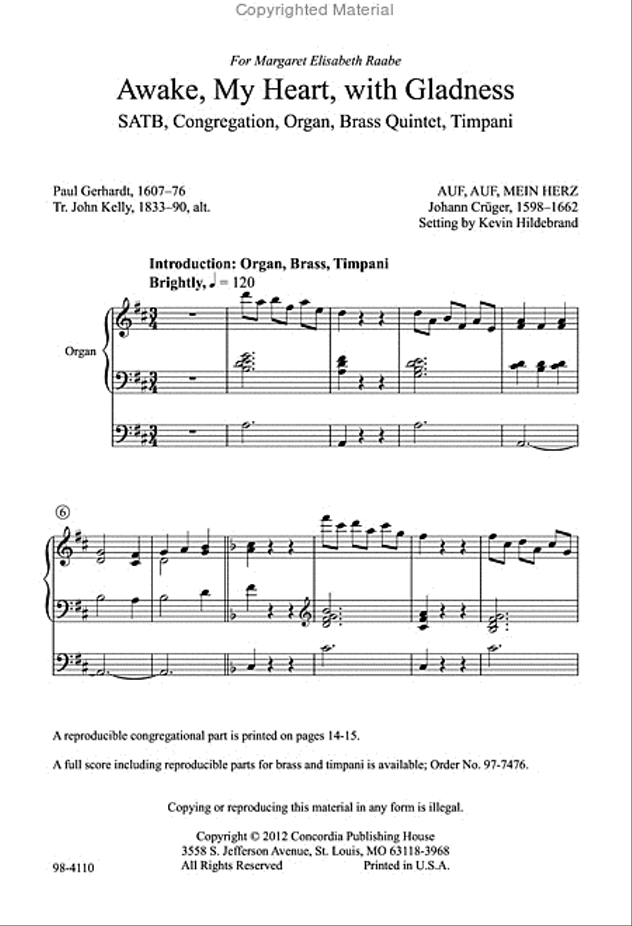 Awake, My Heart, with Gladness (Hildebrand) Choir scores gallery preview page 2