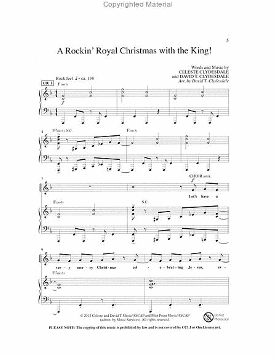 A Rockin' Royal Christmas (Book) Unison Choir scores gallery preview page 2