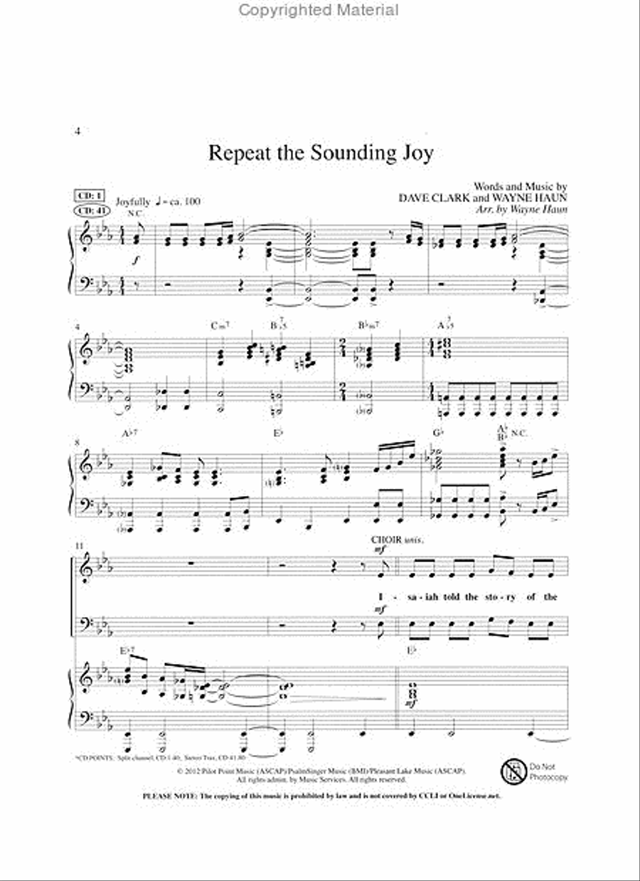 Repeat the Sounding Joy! (Book) 4-Part scores gallery preview page 2