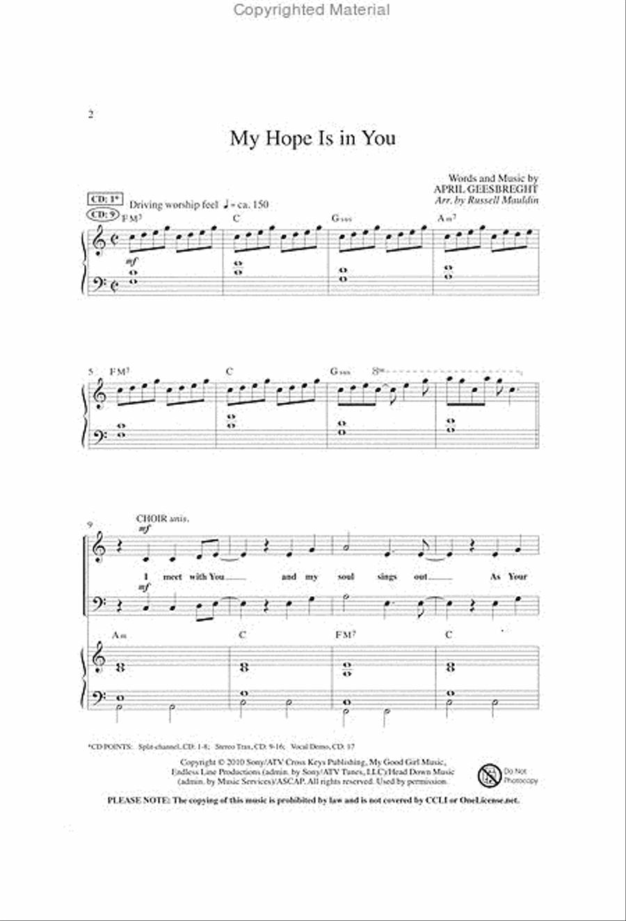 My Hope Is in You (Anthem) 4-Part scores gallery preview page 2