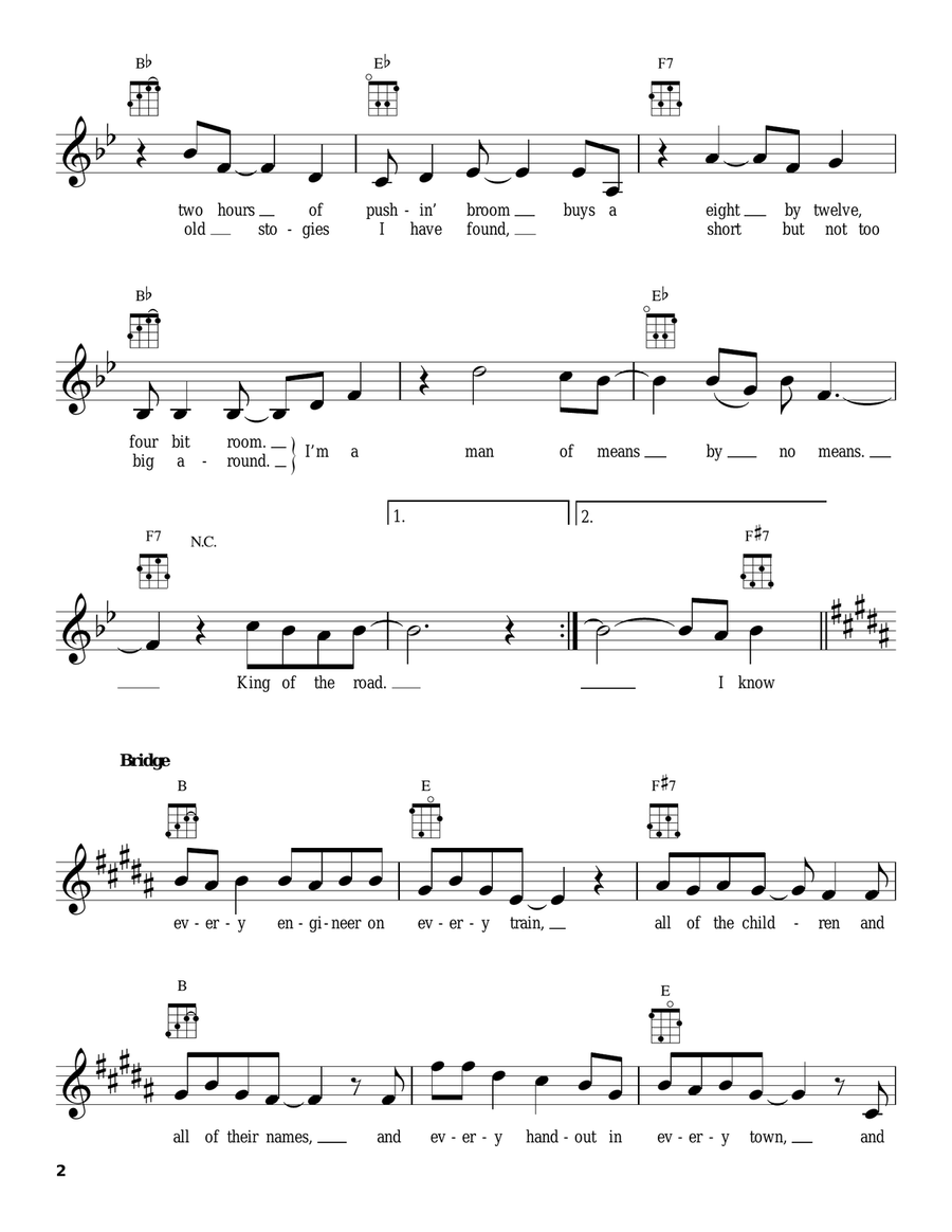 King Of The Road King Of The Road Ukulele scores gallery preview page 2