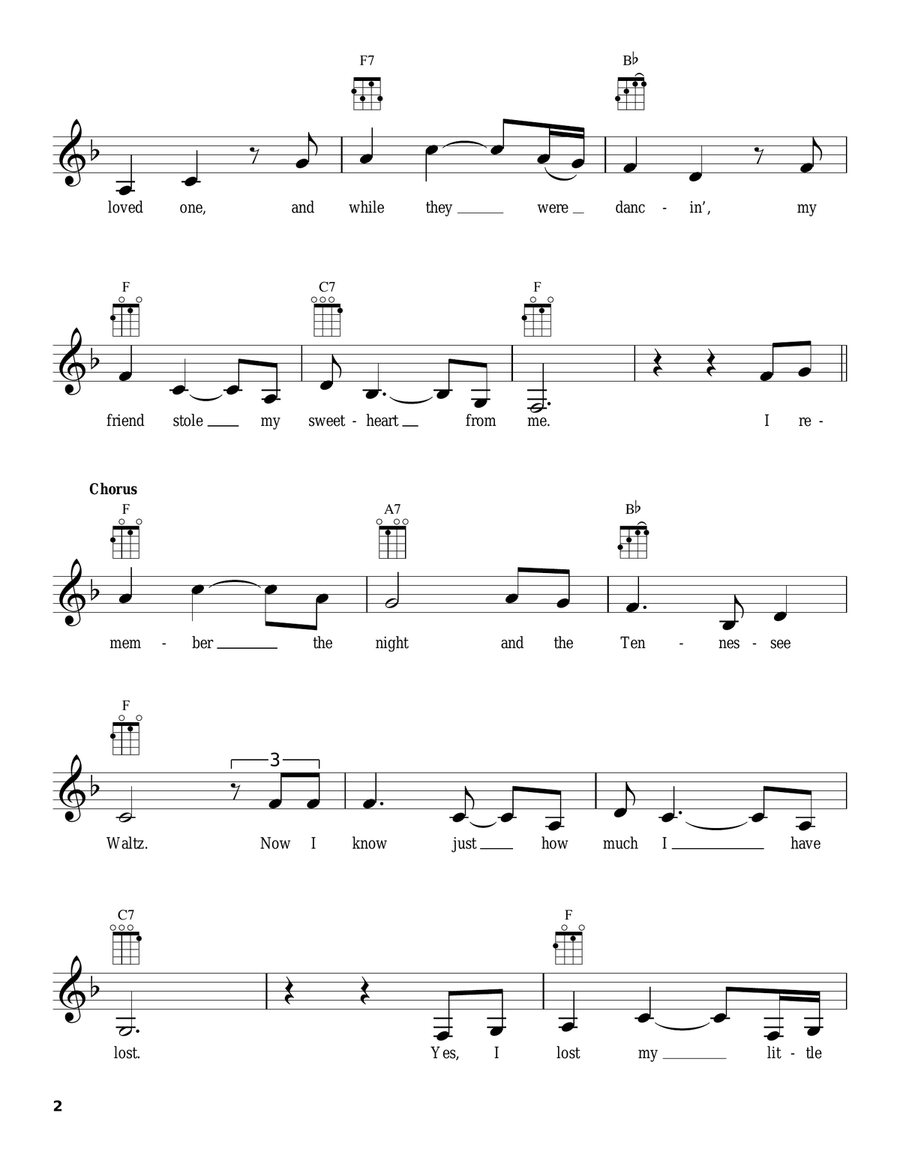Tennessee Waltz Tennessee Waltz Ukulele scores gallery preview page 2