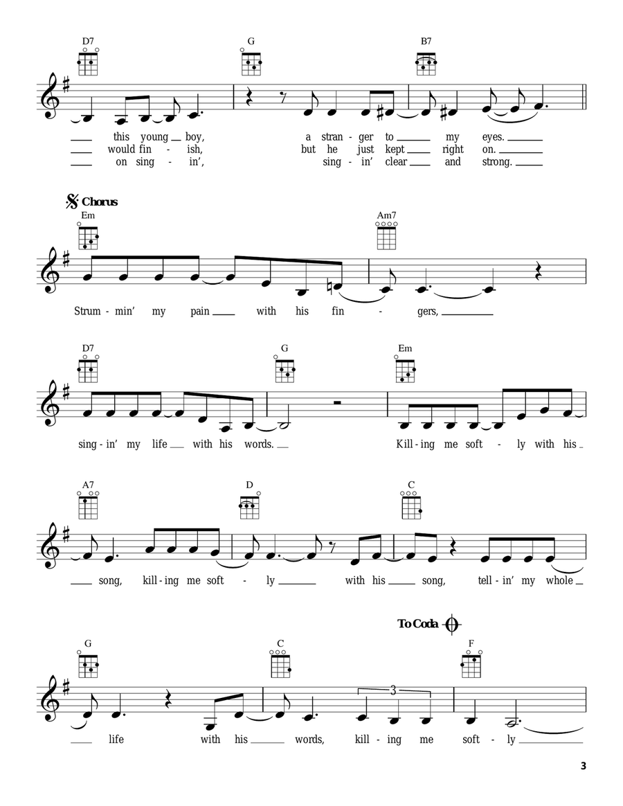 Killing Me Softly With His Song Ukulele scores gallery preview page 3