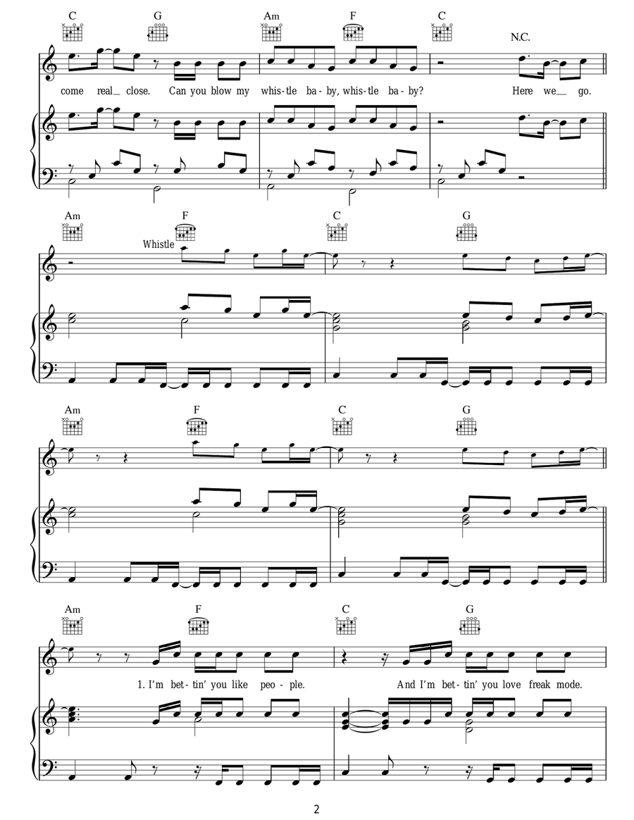 Whistle Whistle Piano, Vocal, Guitar scores gallery preview page 2