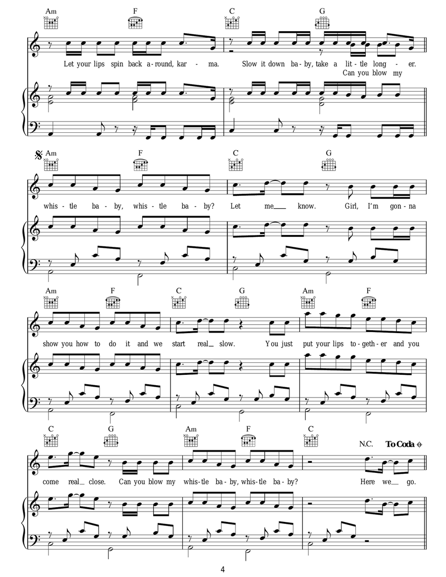 Whistle Whistle Piano, Vocal, Guitar scores gallery preview page 4