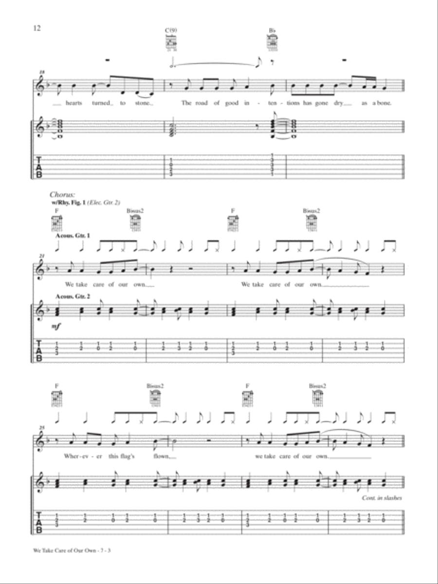 We Take Care of Our Own Guitar Tablature scores gallery preview page 3