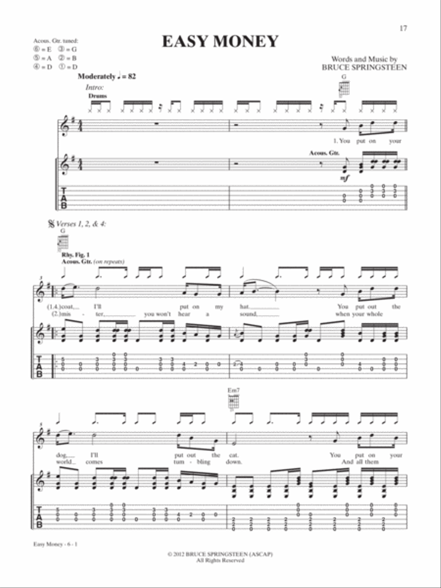 Easy Money Guitar Tablature scores gallery preview page 1