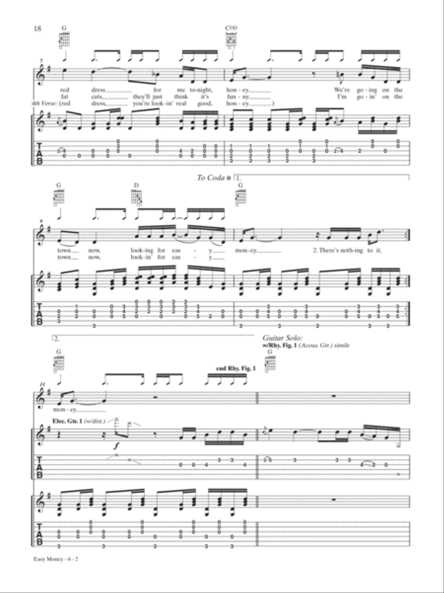 Easy Money Guitar Tablature scores gallery preview page 2