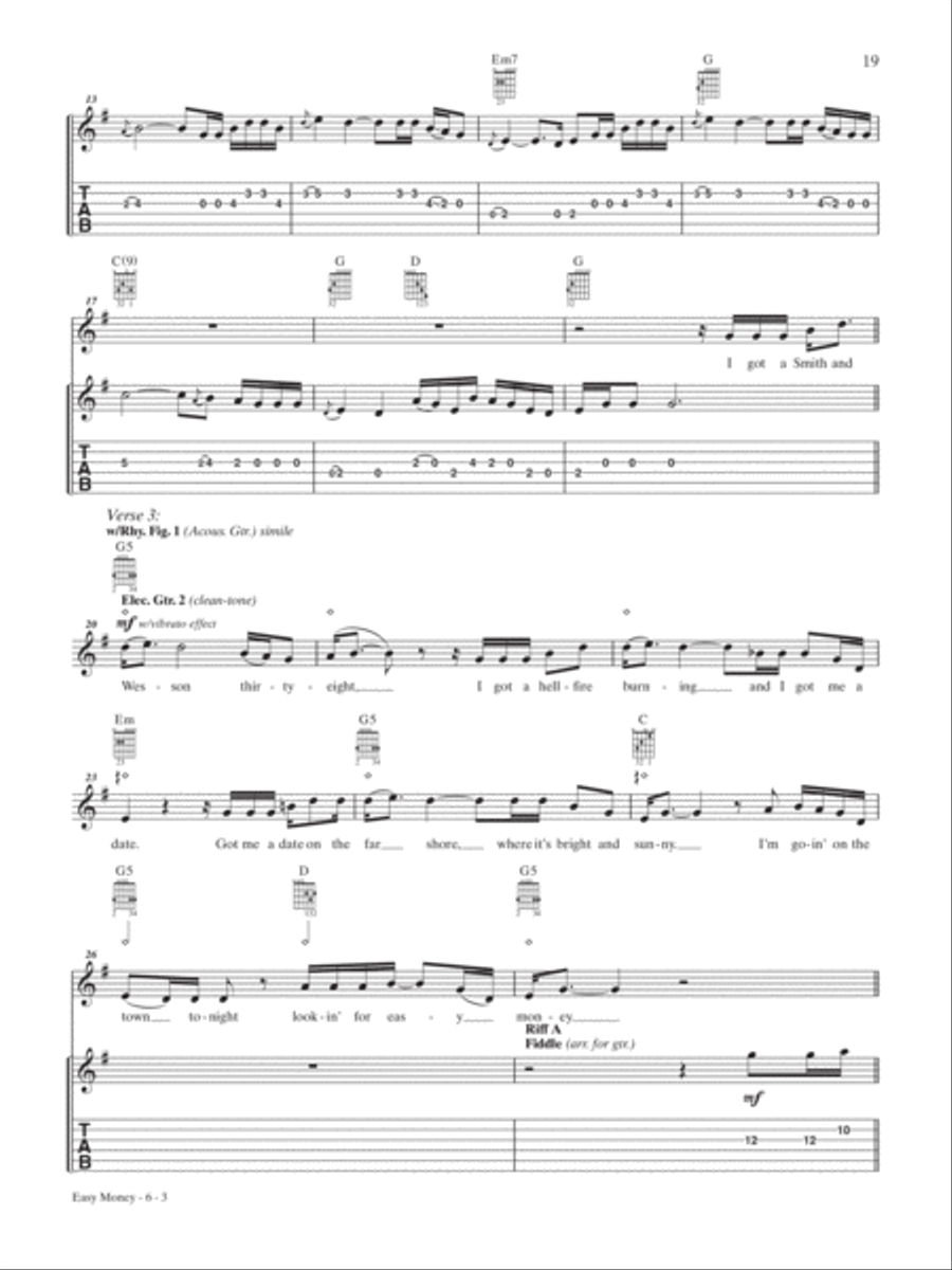 Easy Money Guitar Tablature scores gallery preview page 3