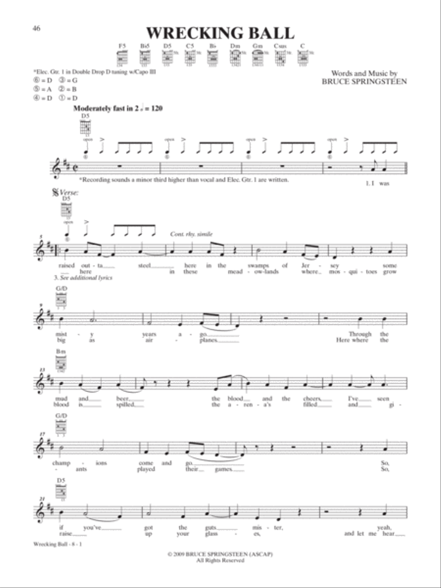 Wrecking Ball Guitar Tablature scores gallery preview page 1