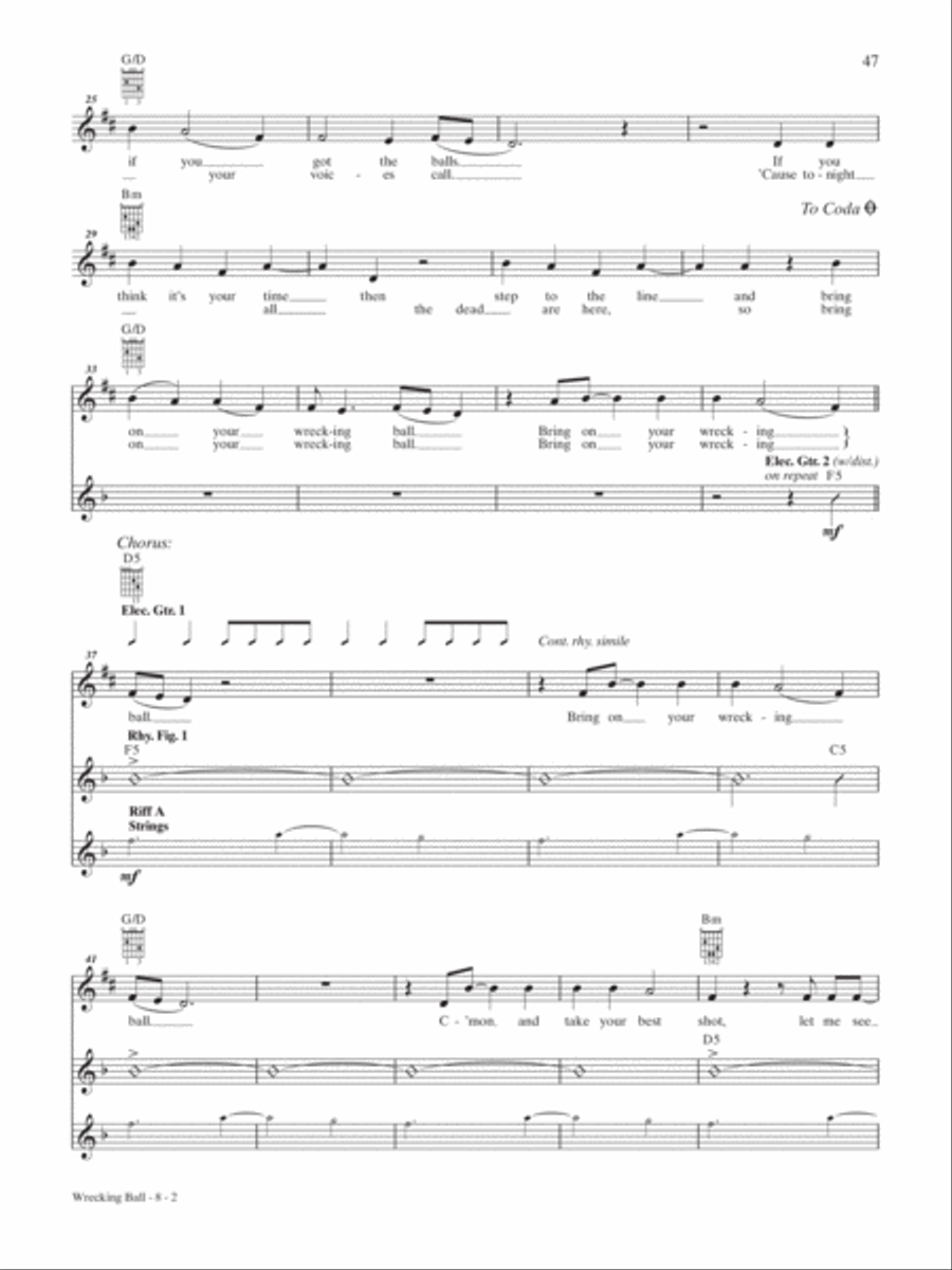 Wrecking Ball Guitar Tablature scores gallery preview page 2