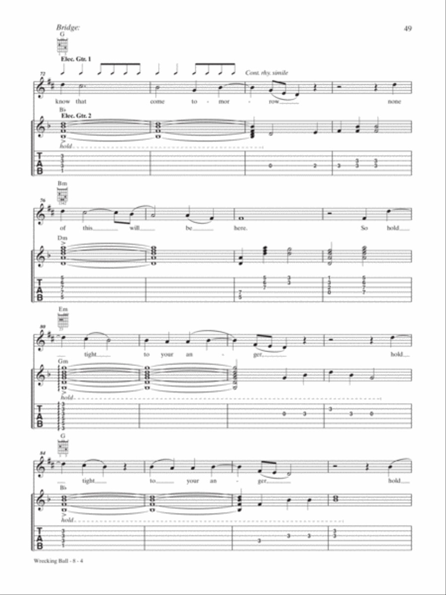 Wrecking Ball Guitar Tablature scores gallery preview page 4