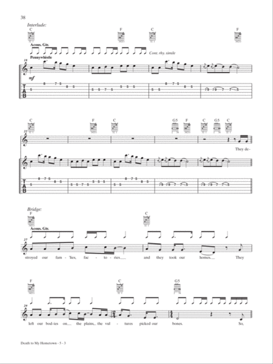 Death to My Hometown Guitar Tablature scores gallery preview page 3