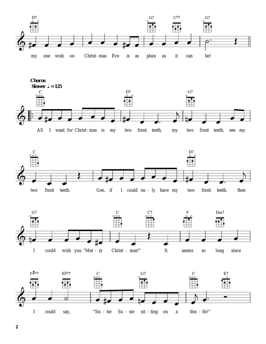 All I Want For Christmas Is My Two Front Teeth Ukulele scores gallery preview page 2