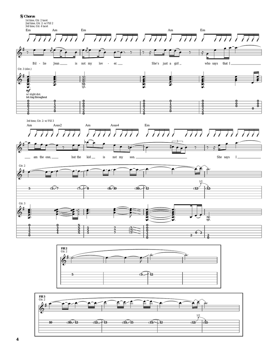 Billie Jean Billie Jean Acoustic Guitar scores gallery preview page 4