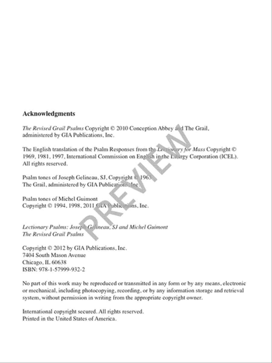Lectionary Psalms - Joseph Gelineau, SJ / Michel Guimont Piano scores gallery preview page 3