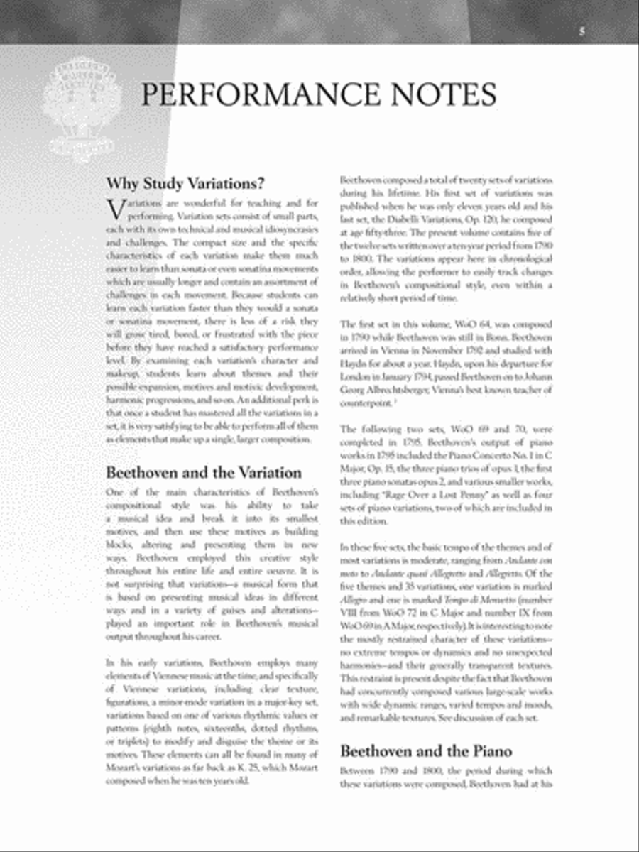 Ludwig van Beethoven – Easier Piano Variations Piano Solo scores gallery preview page 5