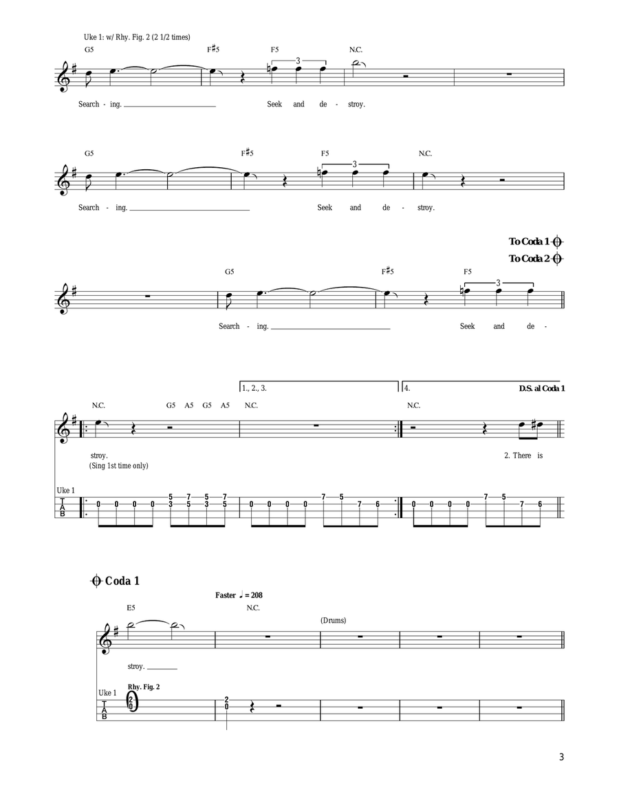 Seek & Destroy Seek & Destroy Ukulele scores gallery preview page 3