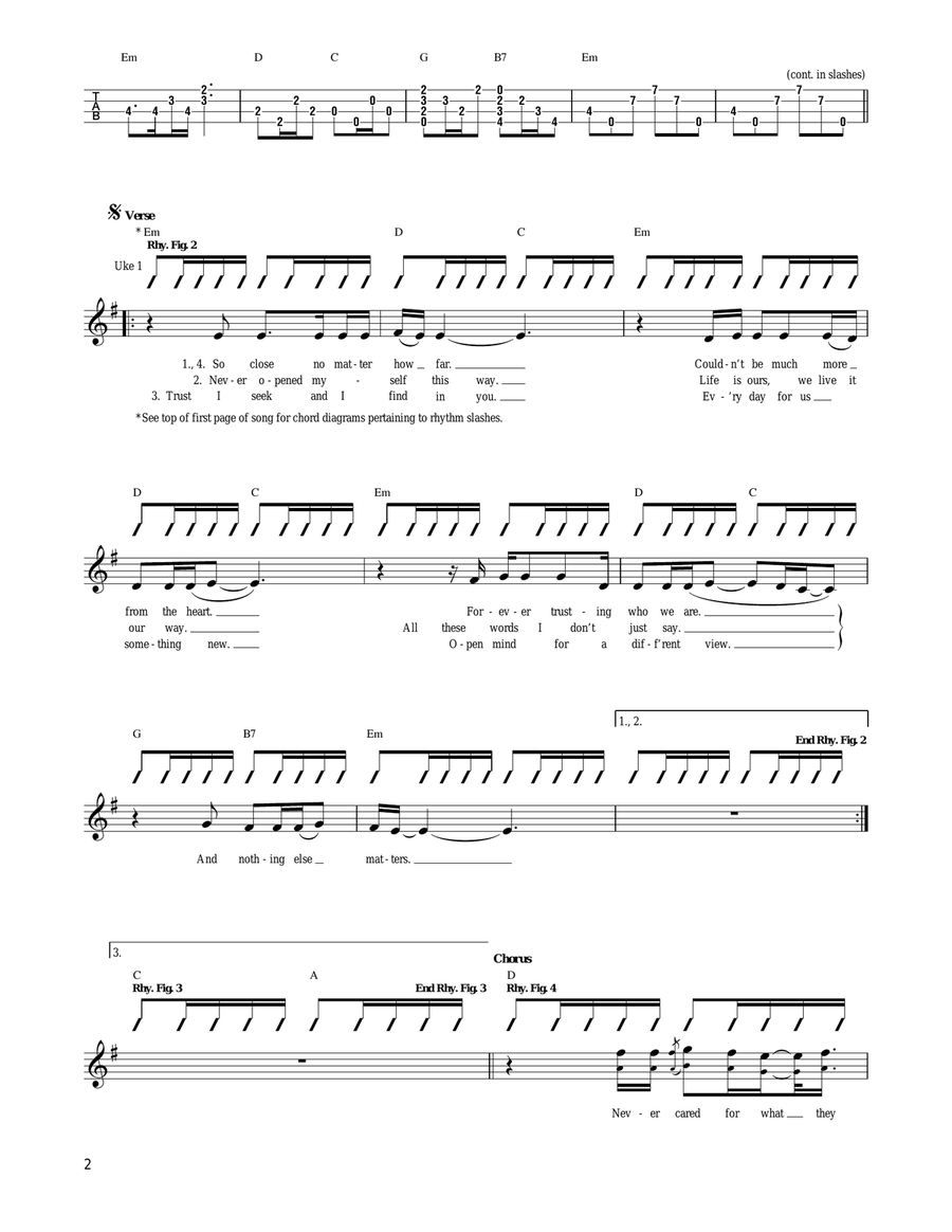 Nothing Else Matters Ukulele scores gallery preview page 2