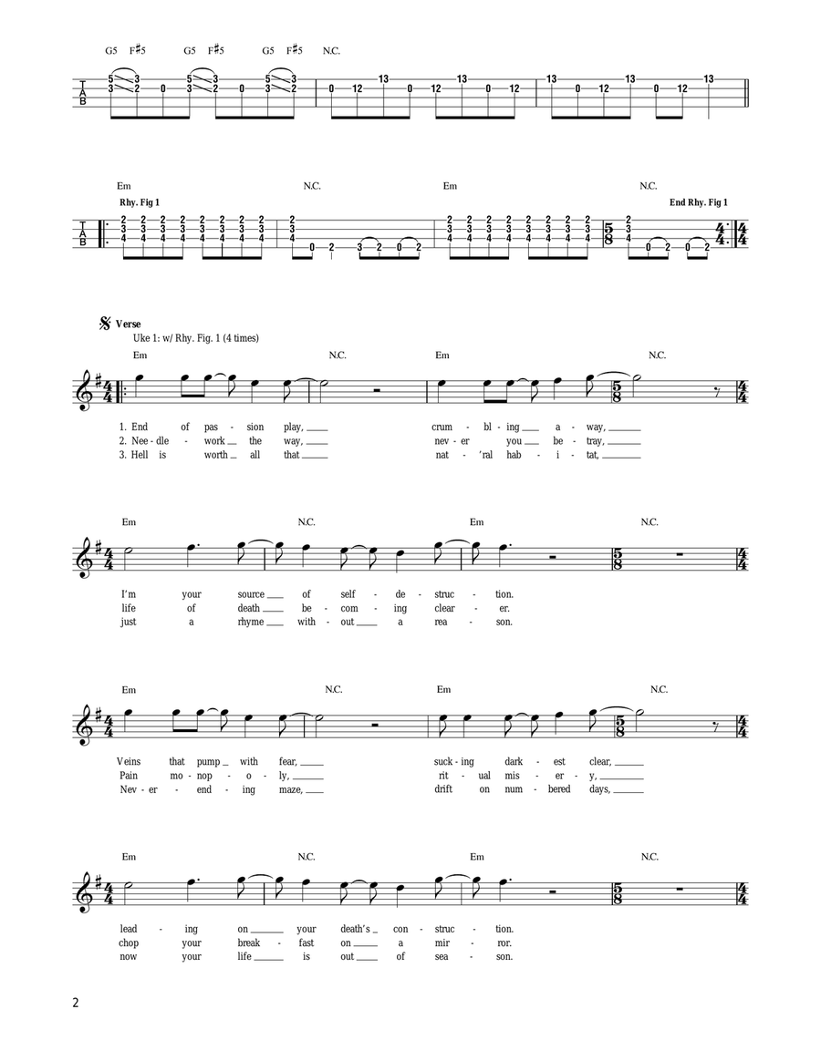 Master Of Puppets Ukulele scores gallery preview page 2