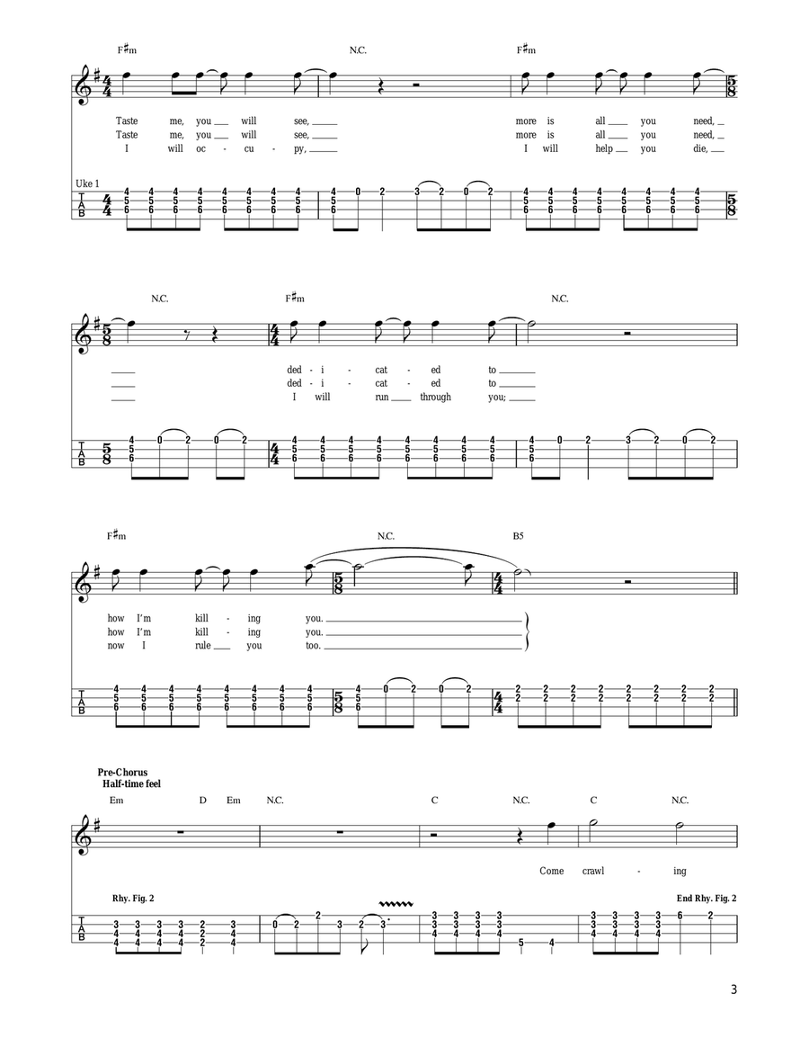 Master Of Puppets Ukulele scores gallery preview page 3