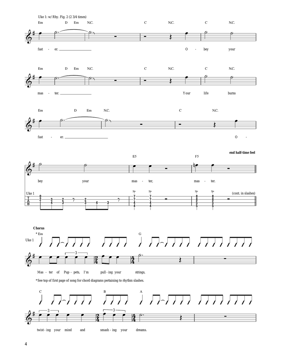 Master Of Puppets Ukulele scores gallery preview page 4