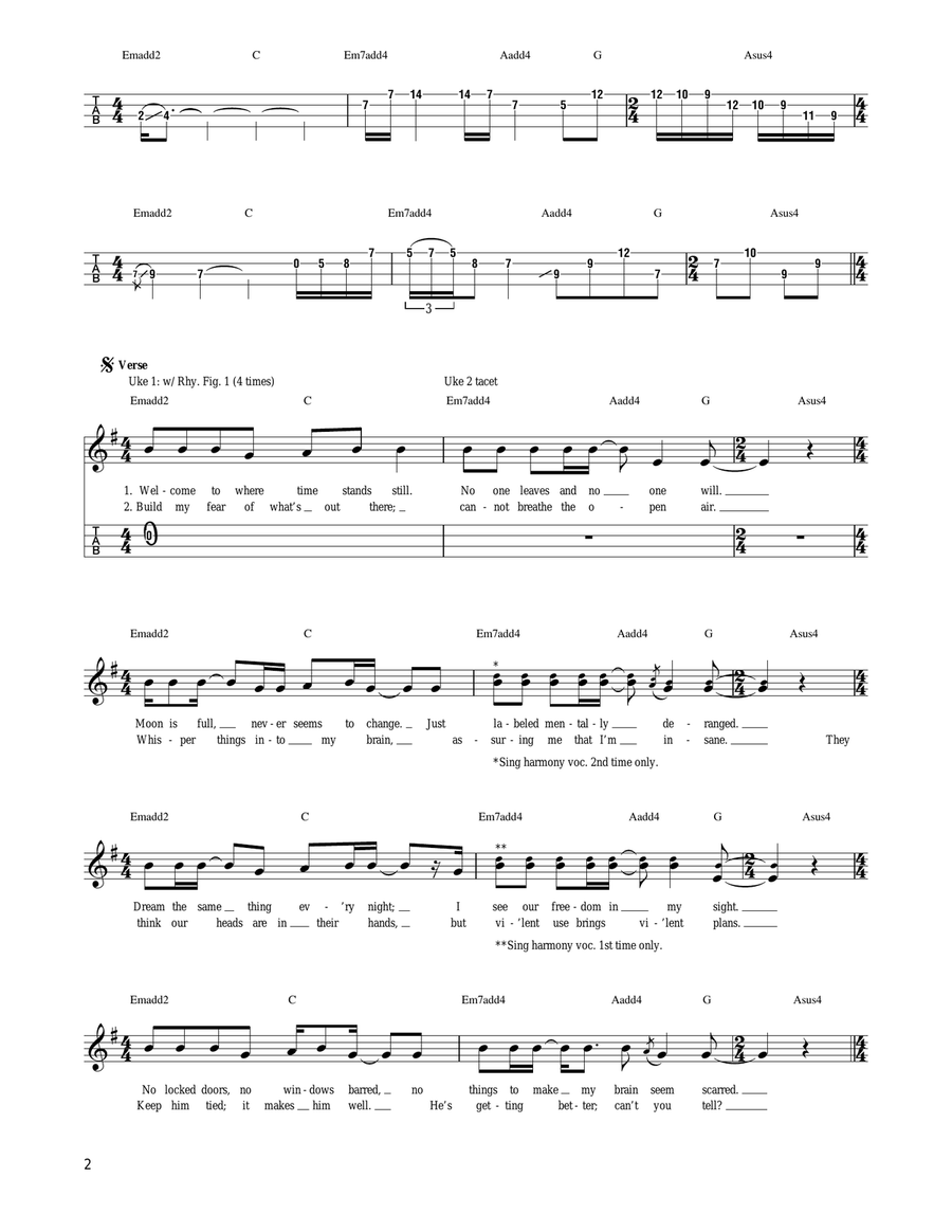 Welcome Home (Sanitarium) Ukulele scores gallery preview page 2